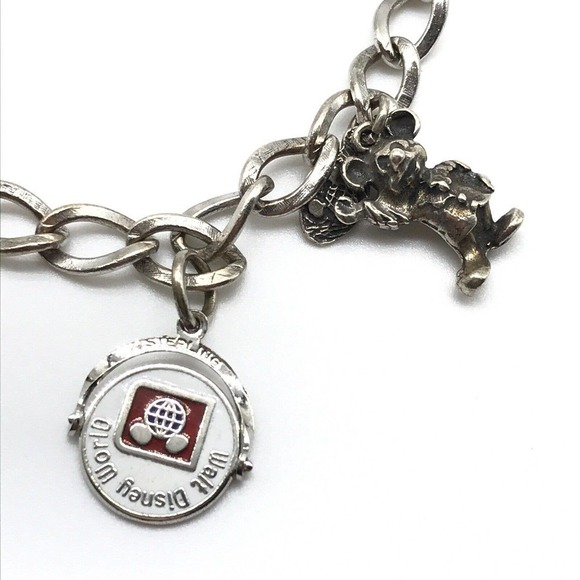 Disney Vintage 925 Sterling Silver Mickey Goofy Enamel Charm Bracelet - Picture 3 of 9